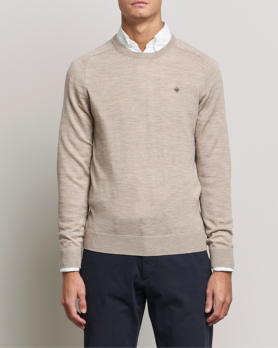 Herr | Pullover rundhals | Morris | Merino O-neck Khaki Melange