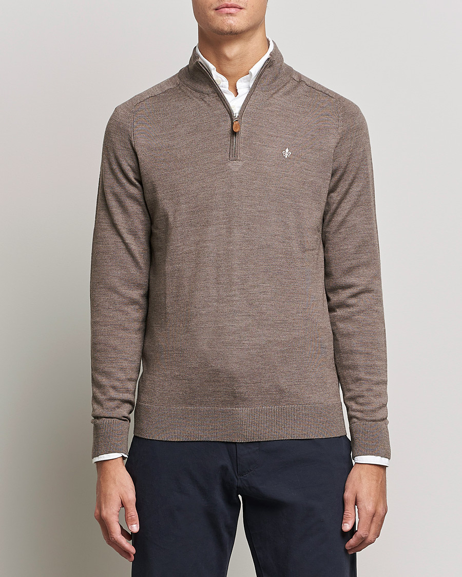 Herr | Tröjor | Morris | John Merino Half Zip Light Brown