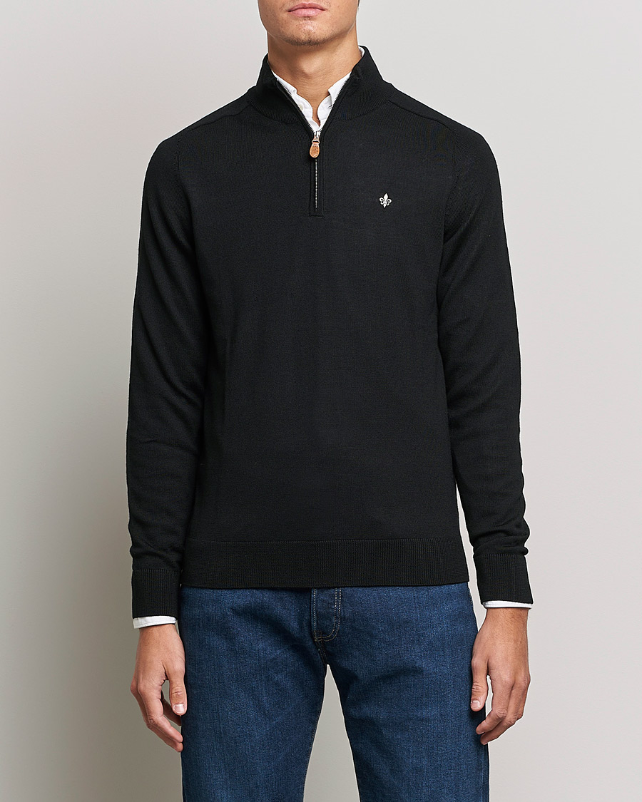 Herr | Preppy Authentic | Morris | John Merino Half Zip Black