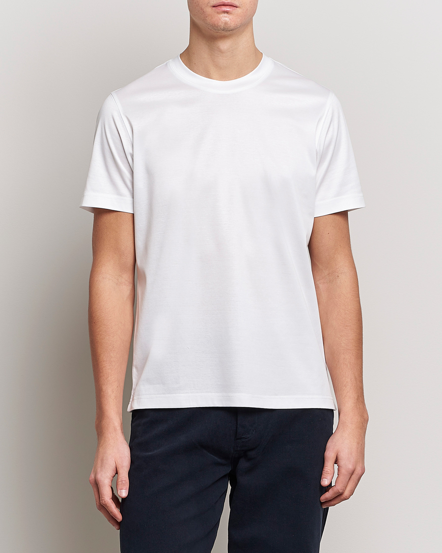 Herr | Business & Beyond - Formal | Eton | Filo Di Scozia Cotton T-Shirt White