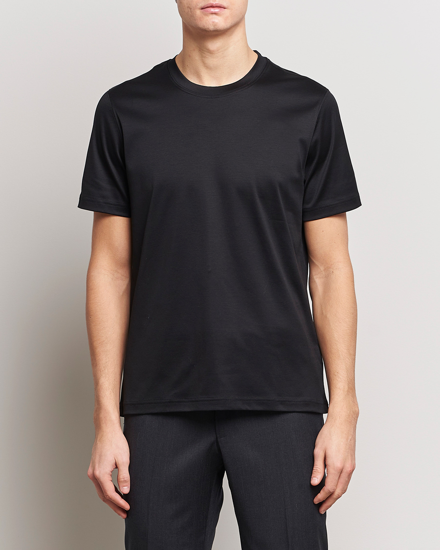 Herr | Kortärmade t-shirts | Eton | Filo Di Scozia Cotton T-Shirt Black