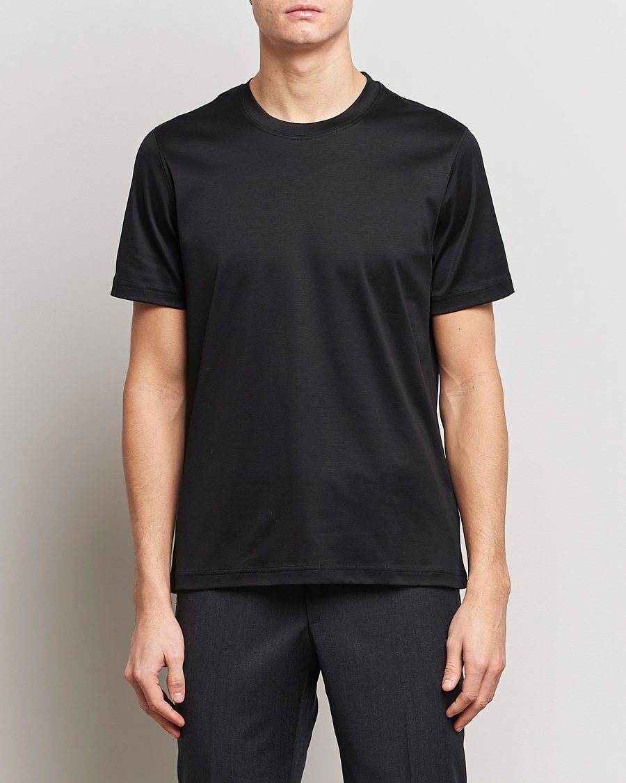 Herr | T-Shirts | Eton | Filo Di Scozia Cotton T-Shirt Black