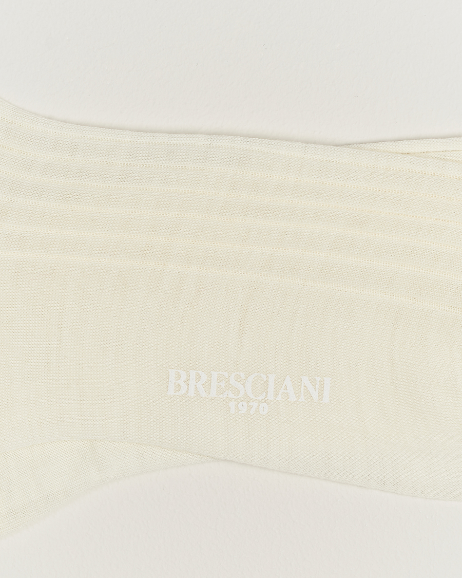 Herr | Strumpor | Bresciani | Wool/Nylon Ribbed Short Socks White