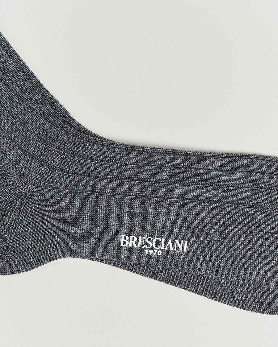 Herr |  | Bresciani | Wool/Nylon Heavy Ribbed Socks Grey