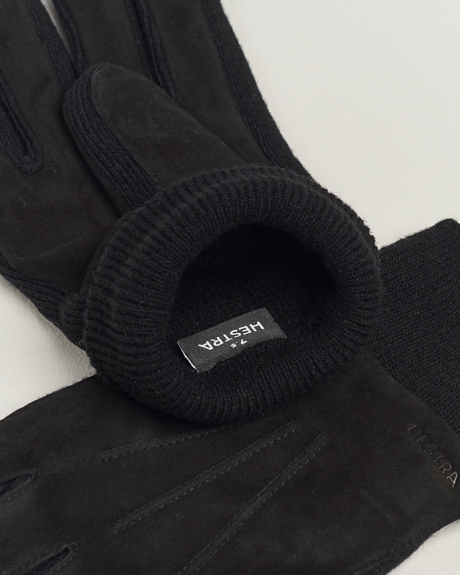 Herr | Hestra | Hestra | Geoffery Suede Wool Tricot Glove Black