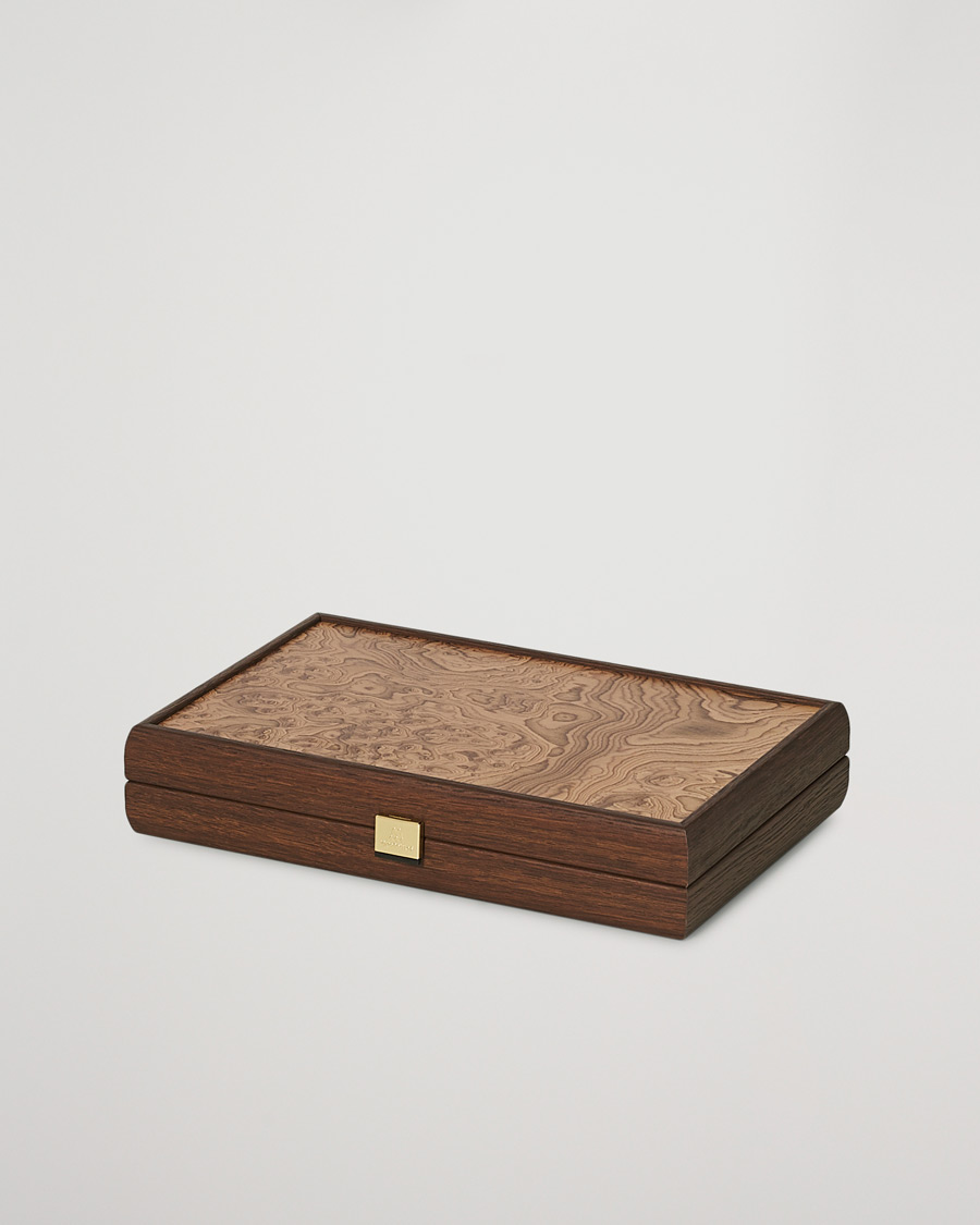 Herr | Student | Manopoulos | Walnut Burl Small Backgammon With Side Racks