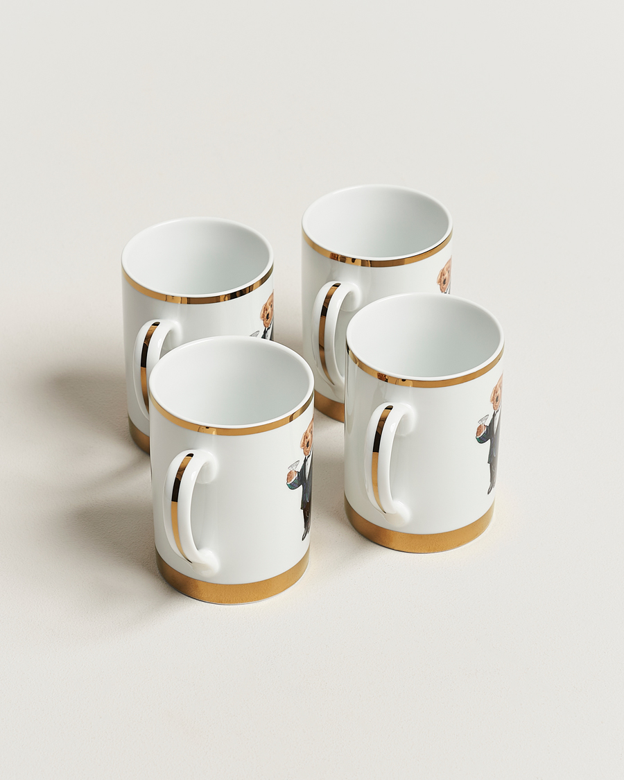 Herr | Ralph Lauren Holiday Gifting | Ralph Lauren Home | Thompson Bear Porcelain Mug Set 4pcs White/Gold
