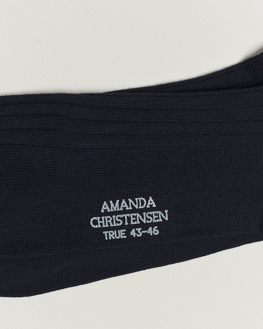 Herr | Amanda Christensen | Amanda Christensen | 3-Pack True Cotton Ribbed Socks Dark Navy
