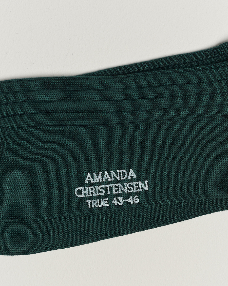 Herr |  | Amanda Christensen | 3-Pack True Cotton Ribbed Socks Bottle Green