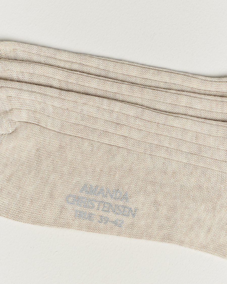 Herr | Underkläder | Amanda Christensen | 3-Pack True Cotton Ribbed Socks Sand Melange