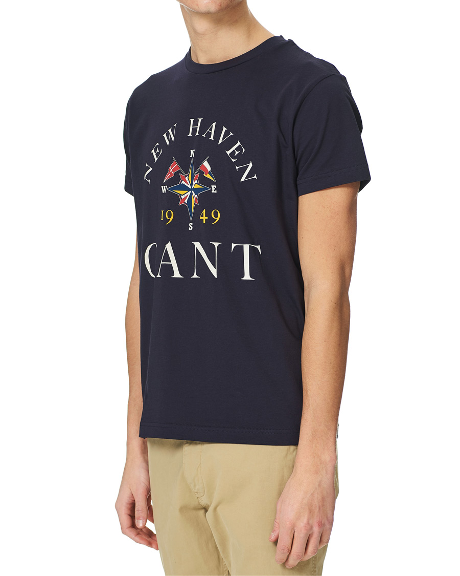 GANT Sailing Logo Crew Neck T-Shirt Evening Blue at