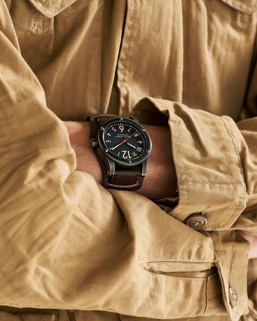 Herr | Gåvor | Polo Ralph Lauren | 45mm Safari Chronometer Black Steel/Calf Strap