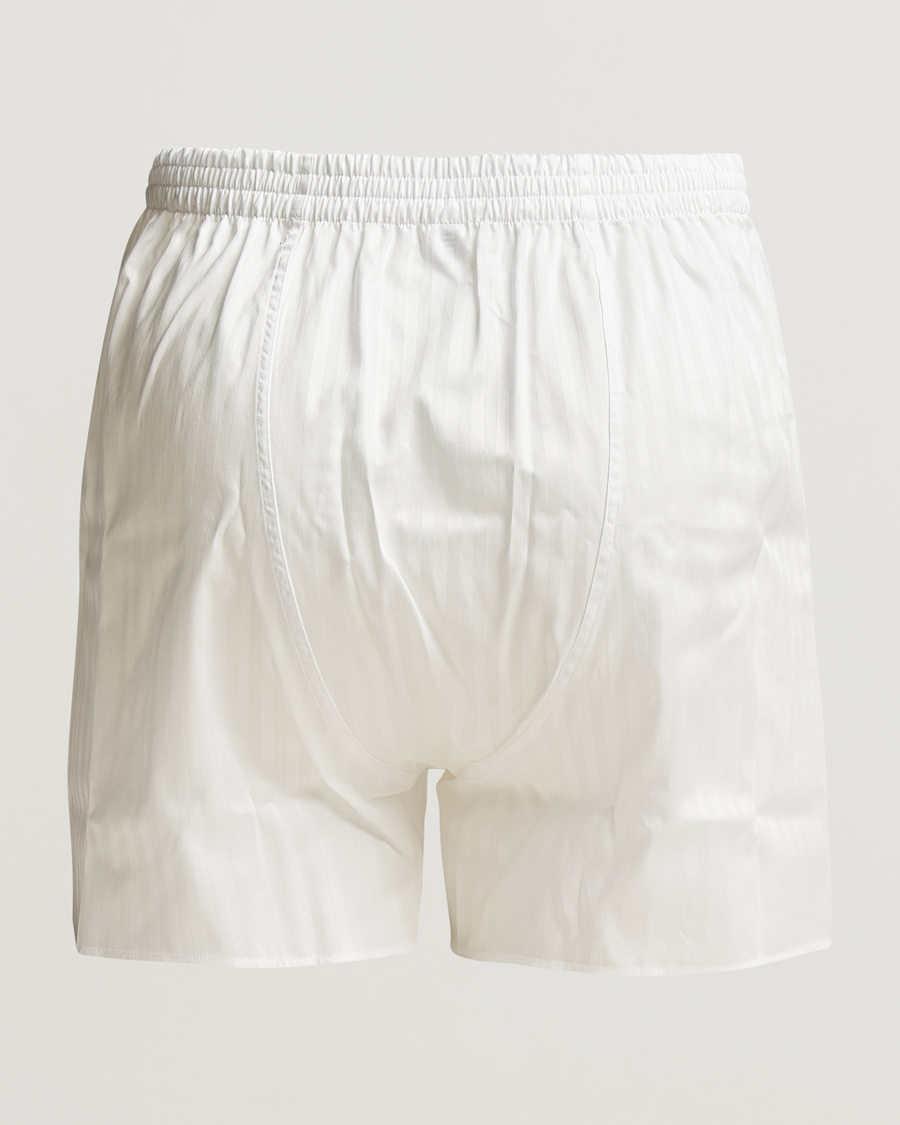 Herr |  | Zimmerli of Switzerland | Mercerized Cotton Boxer Shorts White Stripes