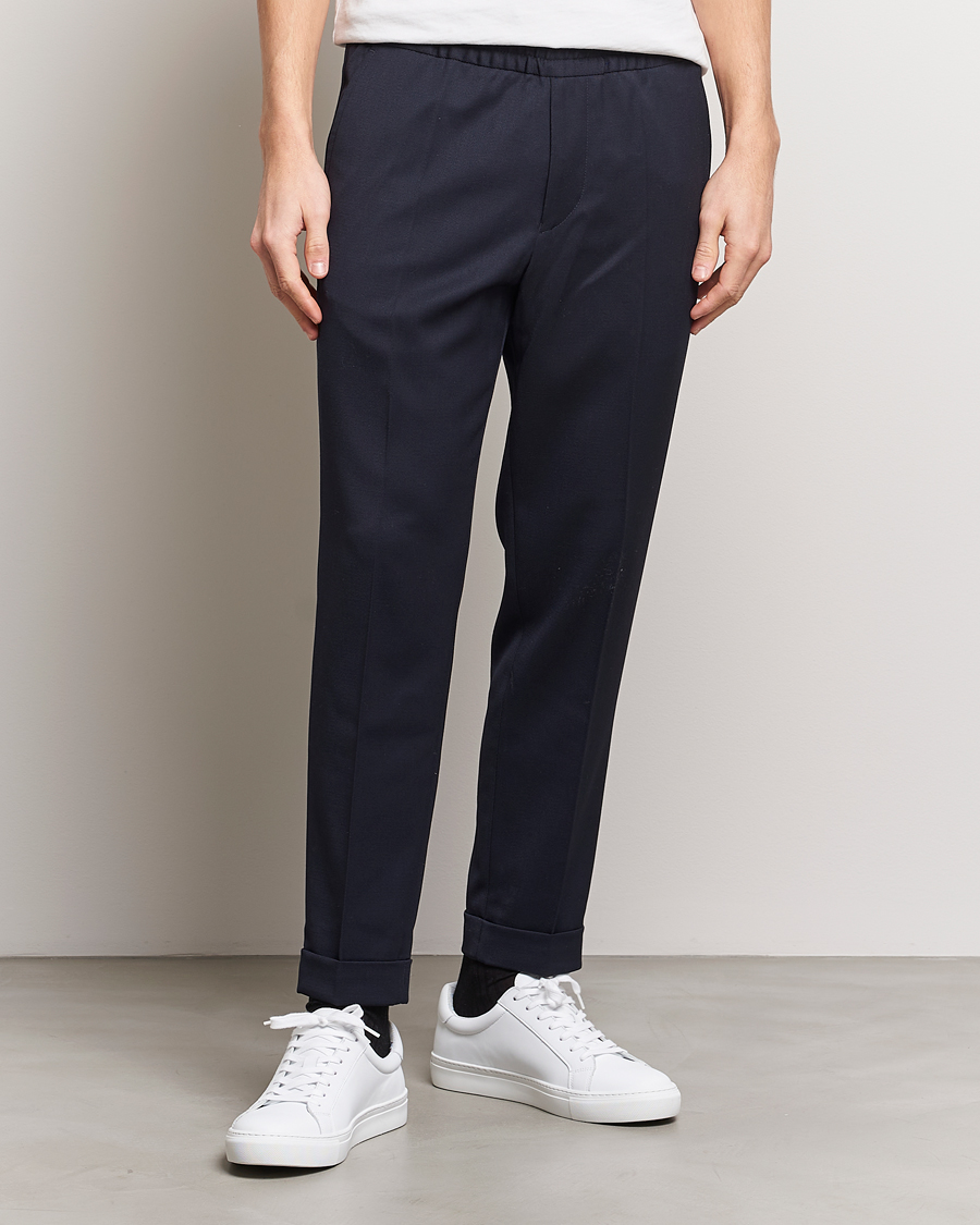 Herr | Filippa K | Filippa K | Terry Gabardine Cropped Turn Up Trousers  Navy