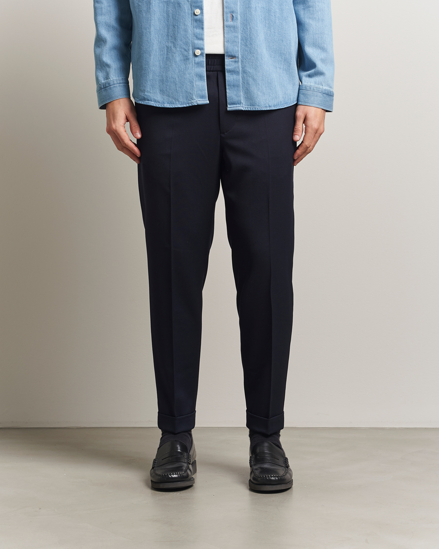 Herr | Byxor | Filippa K | Terry Gabardine Cropped Turn Up Trousers Navy
