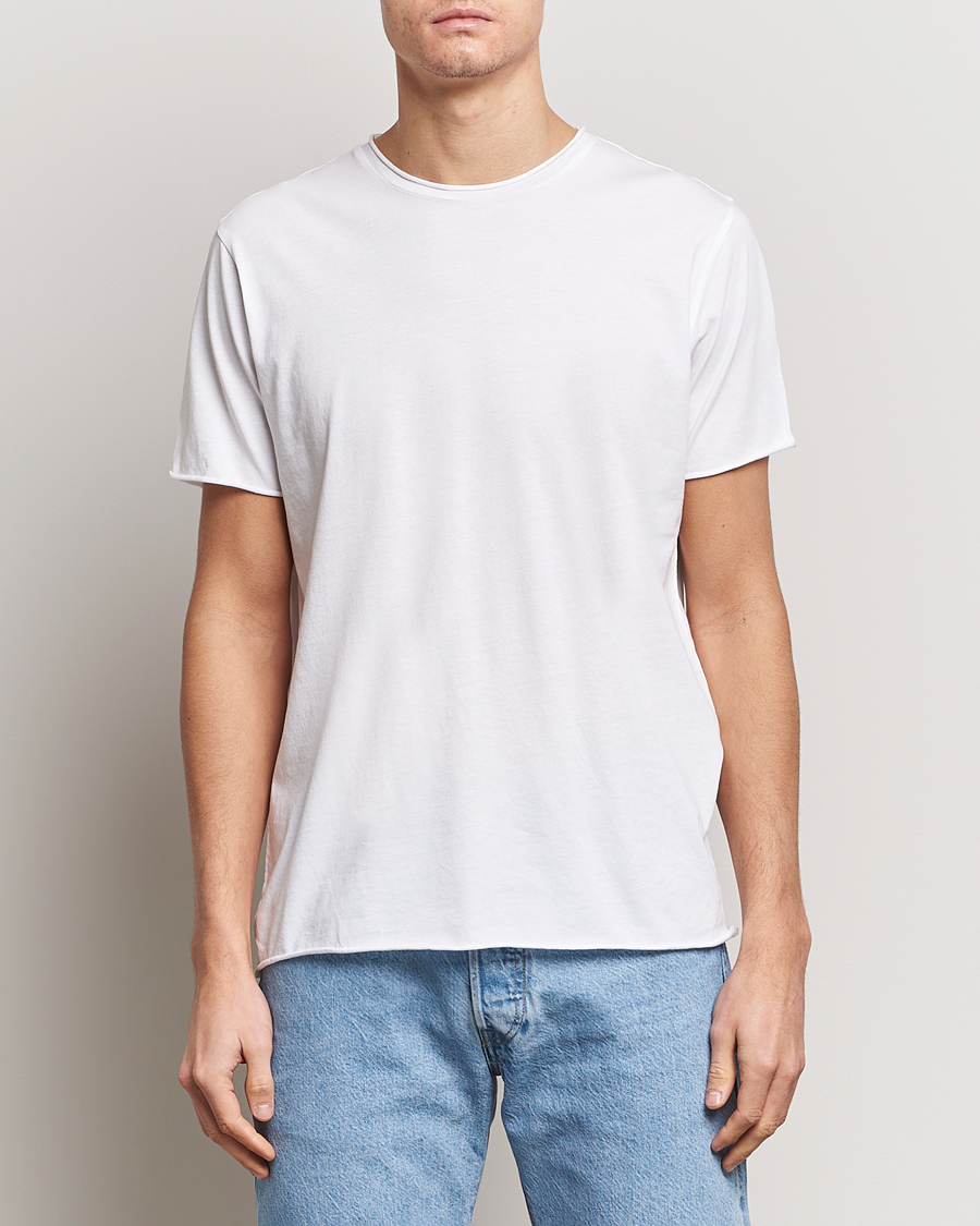 Herr | Vita t-shirts | Filippa K | Roll Neck Crew Neck Tee White