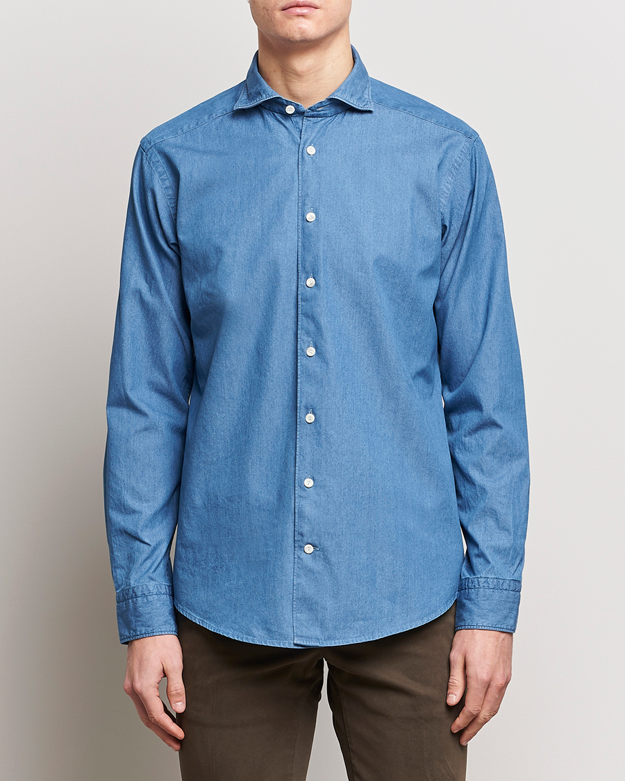 Herr | Kläder | Eton | Lightweight Casual Fit Denim Shirt Blue
