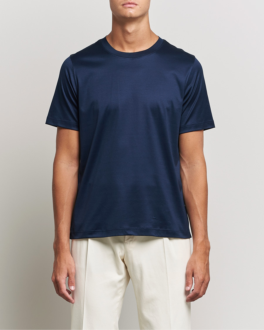 Herr | Kläder | Eton | Filo Di Scozia Cotton T-Shirt Navy