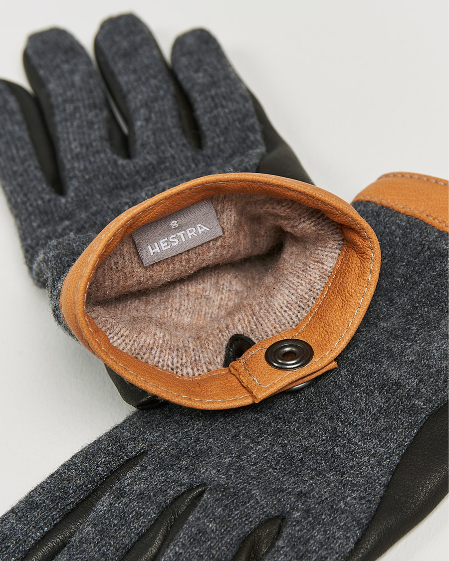 Herr | Hestra | Hestra | Deerskin Wool Tricot Glove Grey/Black