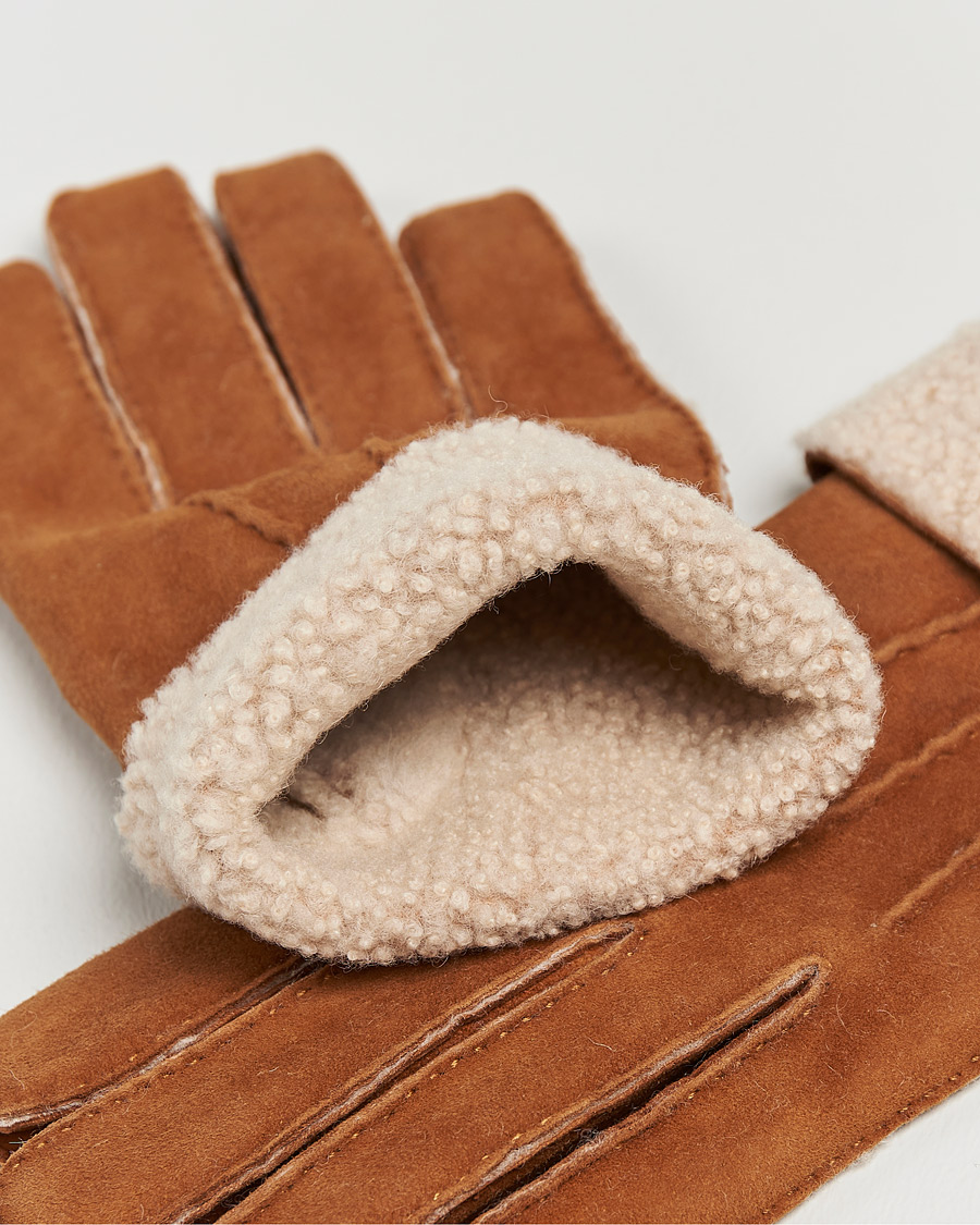 Herr |  | Hestra | Bernard Lambskin Suede Glove Cognac