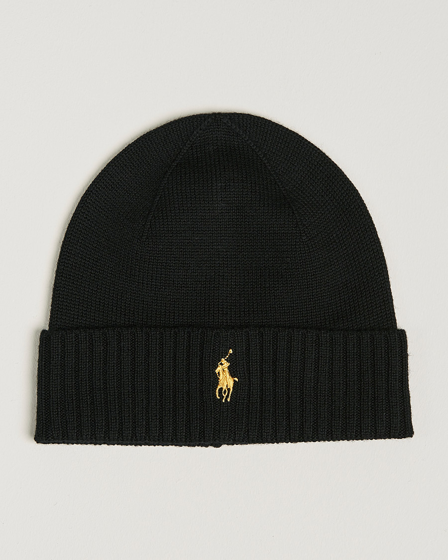 Polo Ralph Lauren Merino Wool Beanie Black/Gold | Herr - Care Of Carl