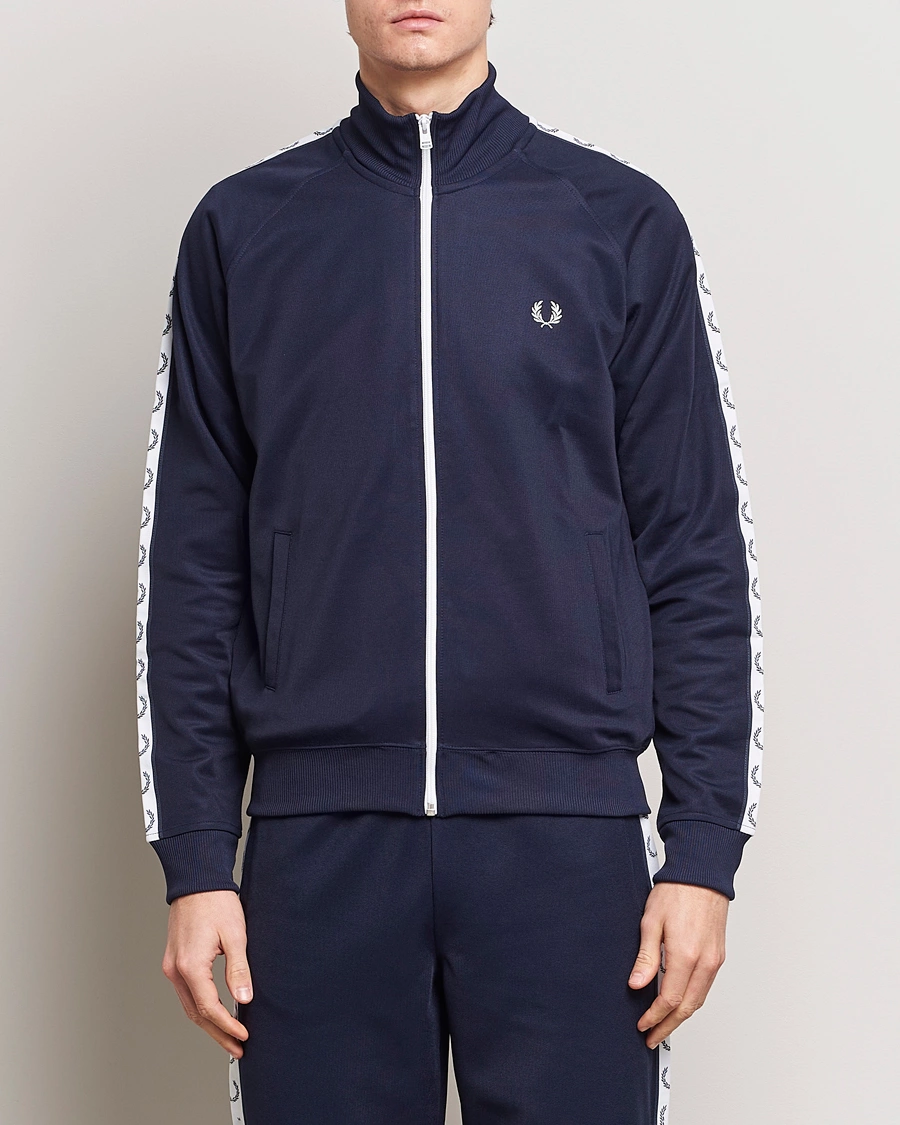 Herr | Full-zip | Fred Perry | Taped Track Jacket Carbon blue