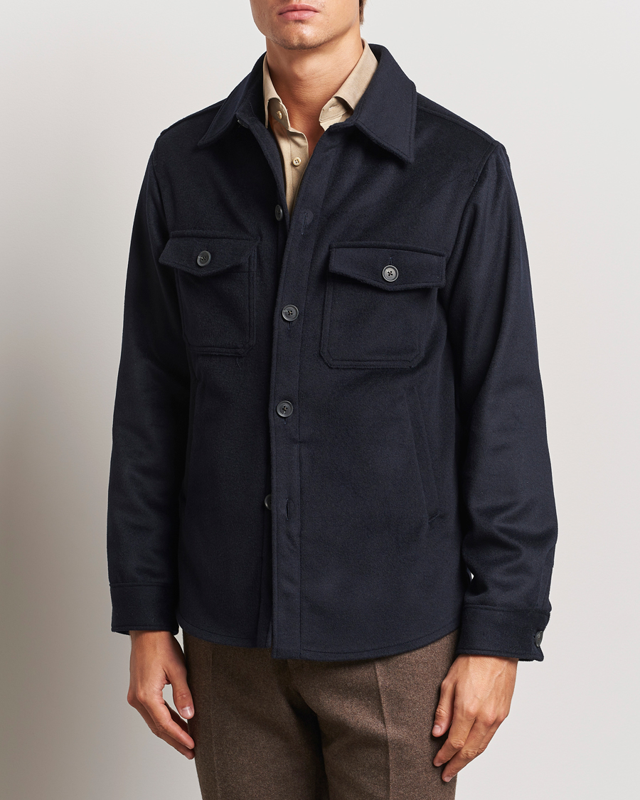 Herr | Business & Beyond - Formal | Oscar Jacobson | Maverick Wool/Cashmere Shirt Jacket Navy