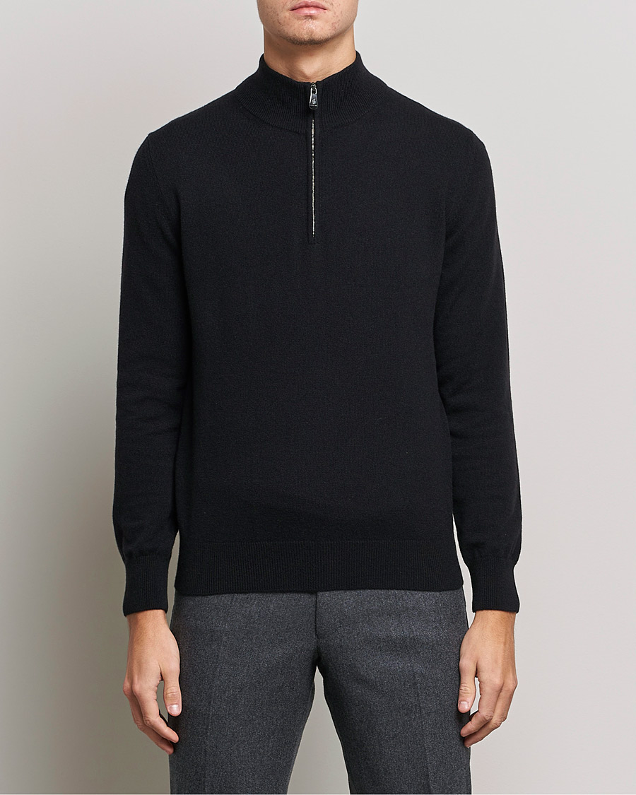 Herr | Tröjor | Piacenza Cashmere | Cashmere Half Zip Sweater Black