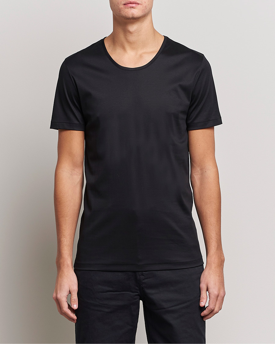 Herr |  | Zimmerli of Switzerland | Sea Island Cotton Crew Neck T-Shirt Black