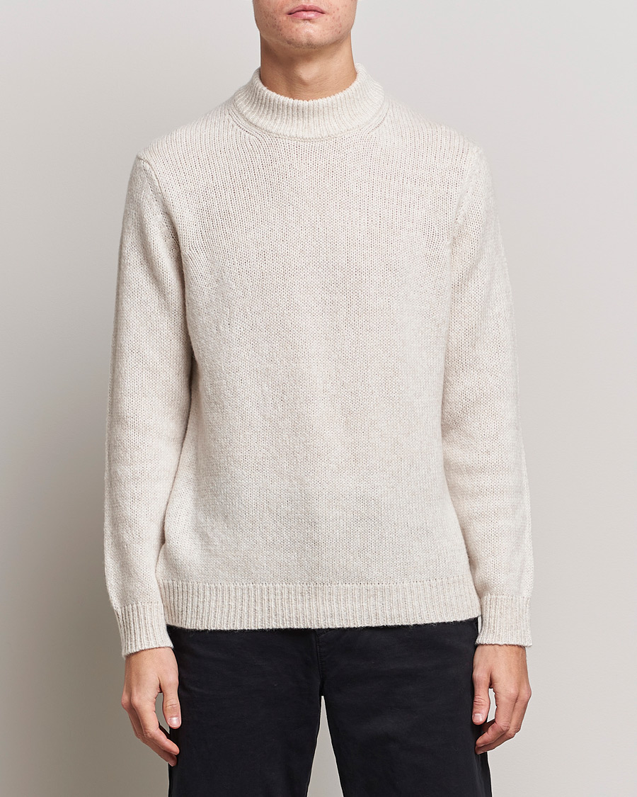 Herr | Stickade tröjor | NN07 | Nick Mock Neck Sweater Oat