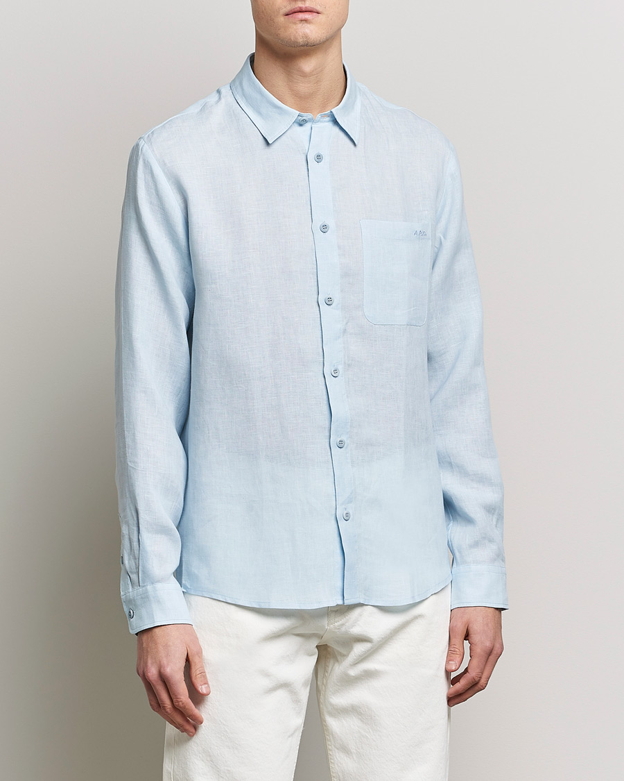 Herr | Kläder | A.P.C. | Cassel Linen Shirt Light Blue