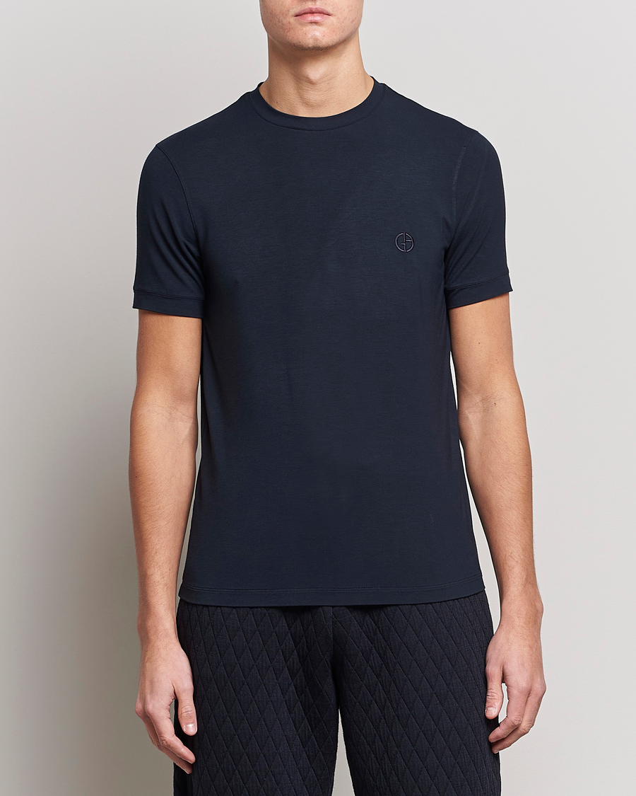 Herr | T-Shirts | Giorgio Armani | Embroidered Logo T-Shirt Navy