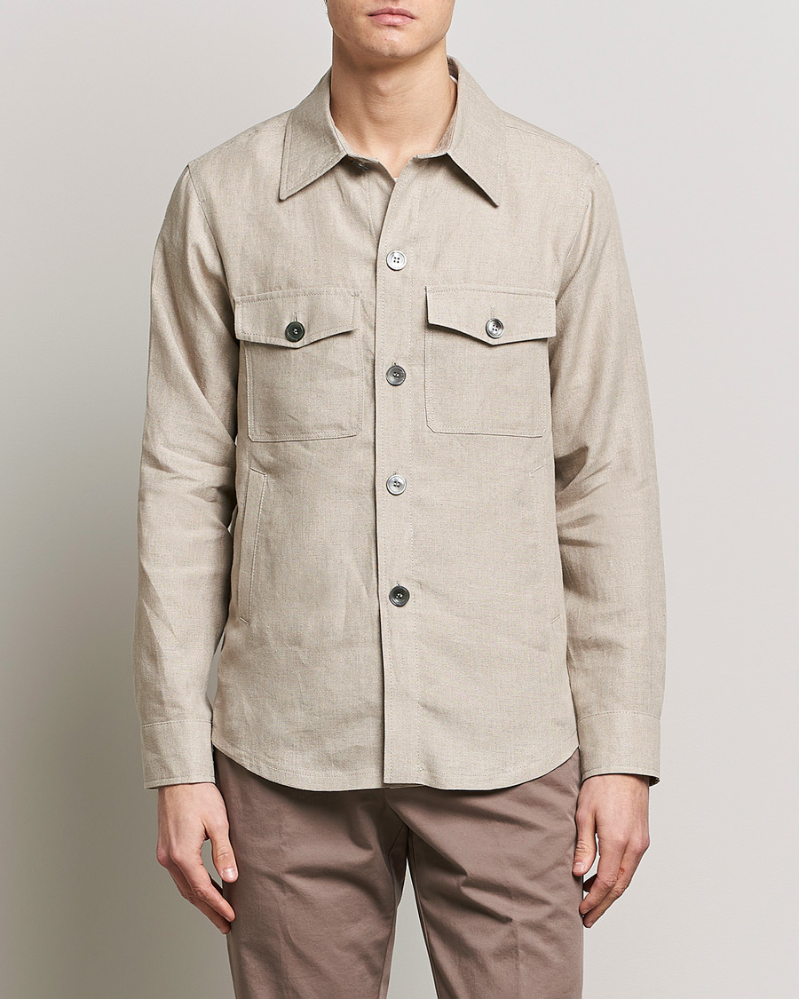 Herr | Kläder | Oscar Jacobson | Maverick Linen Shirt Jacket Beige