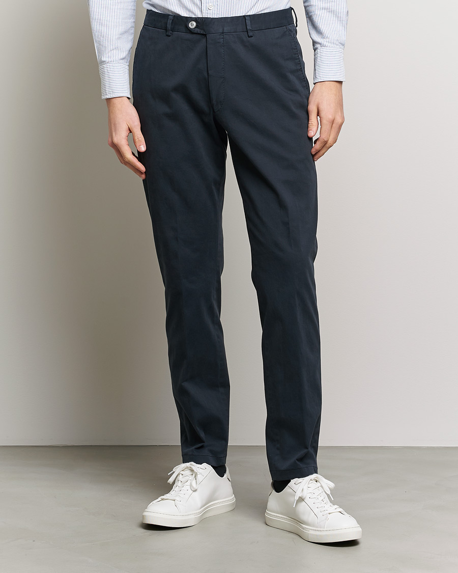 Herr | Kläder | Oscar Jacobson | Denz Casual Cotton Trousers Navy