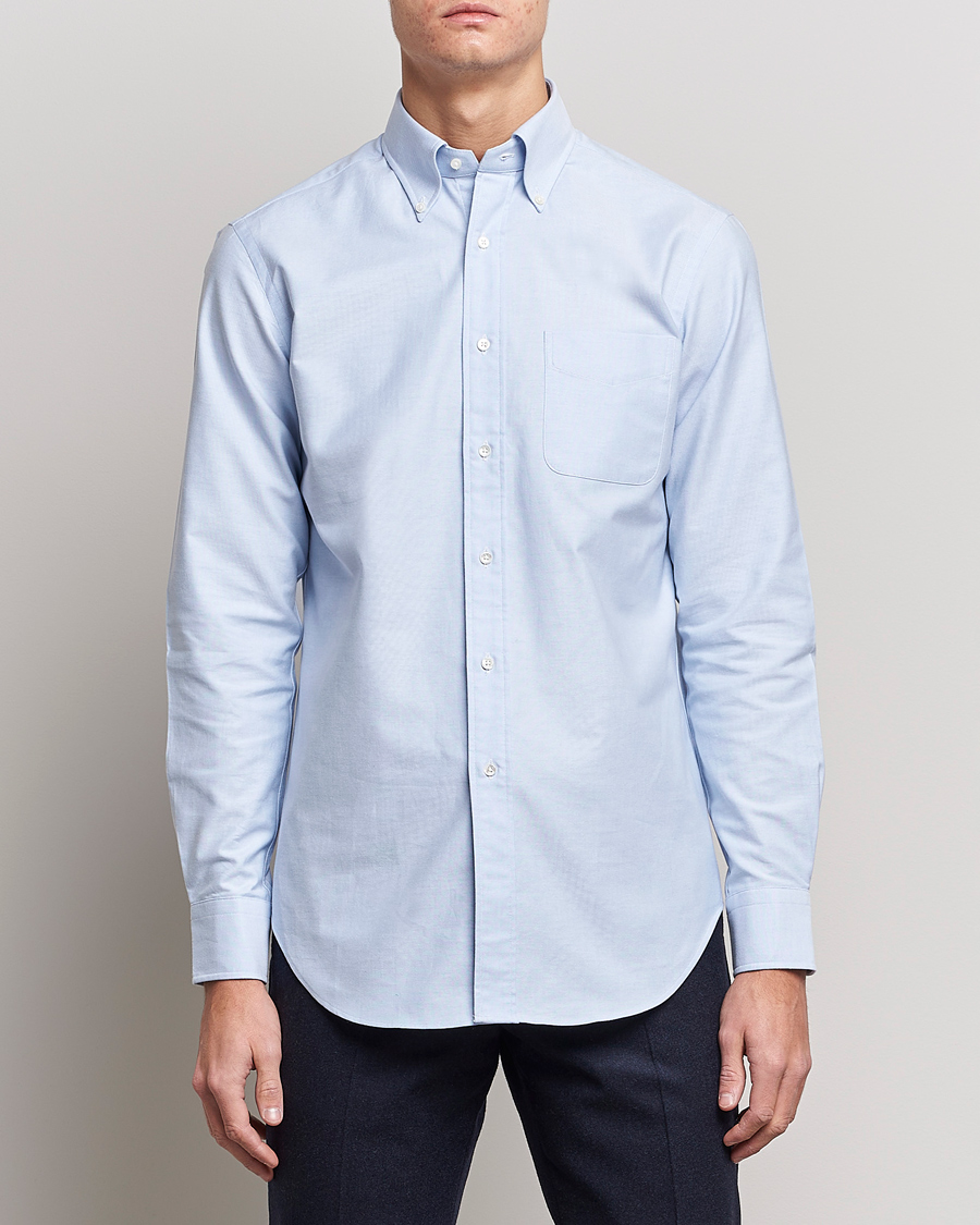 Herr | Skjortor | Kamakura Shirts | Slim Fit Oxford BD Shirt Light Blue