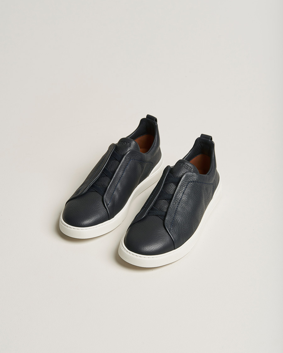 Herr | Skor | Zegna | Triple Stitch Sneakers Navy Deerskin