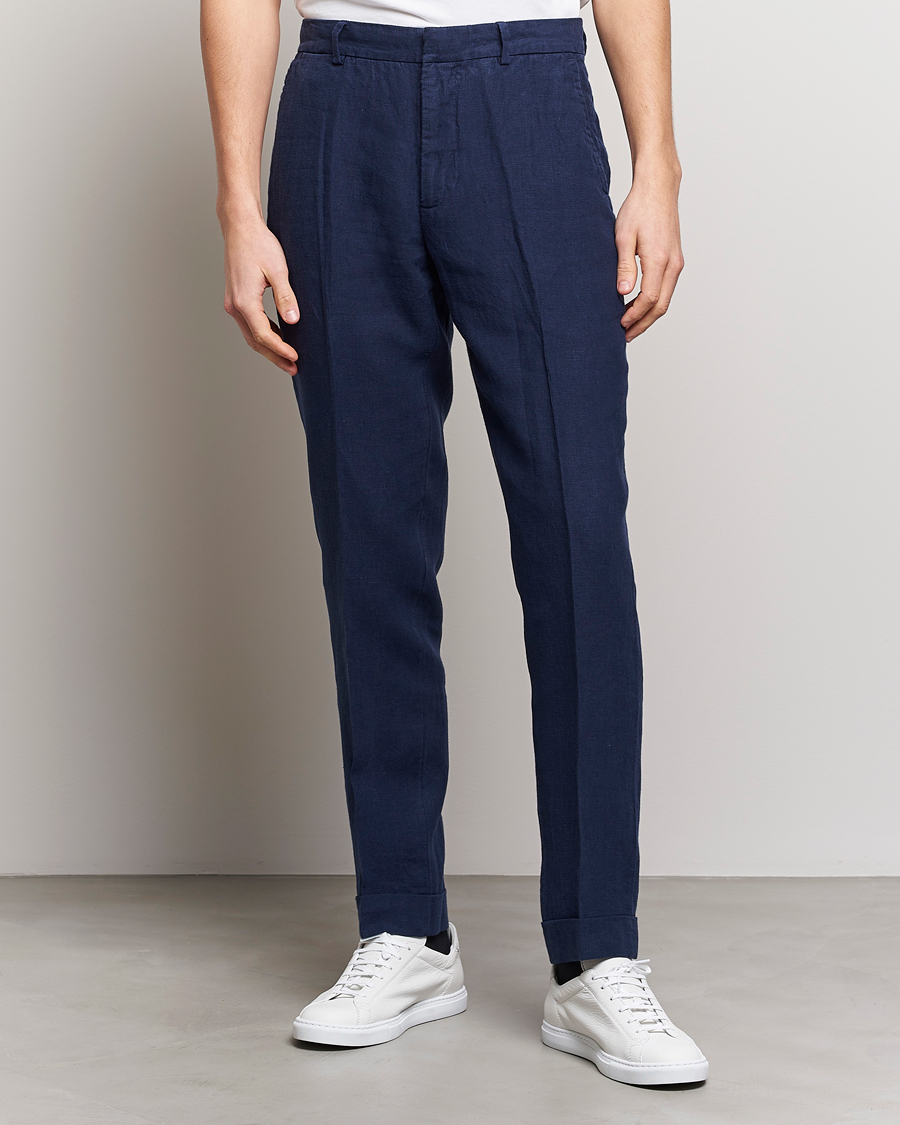 Herr | Preppy Authentic | Polo Ralph Lauren | Linen Pleated Trousers Navy