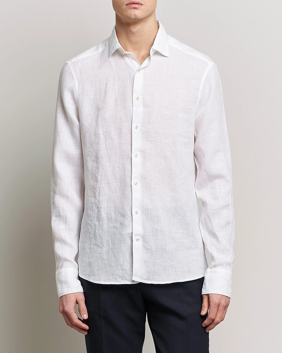 Herr | Udda kavaj | Stenströms | Slimline Cut Away Linen Shirt White