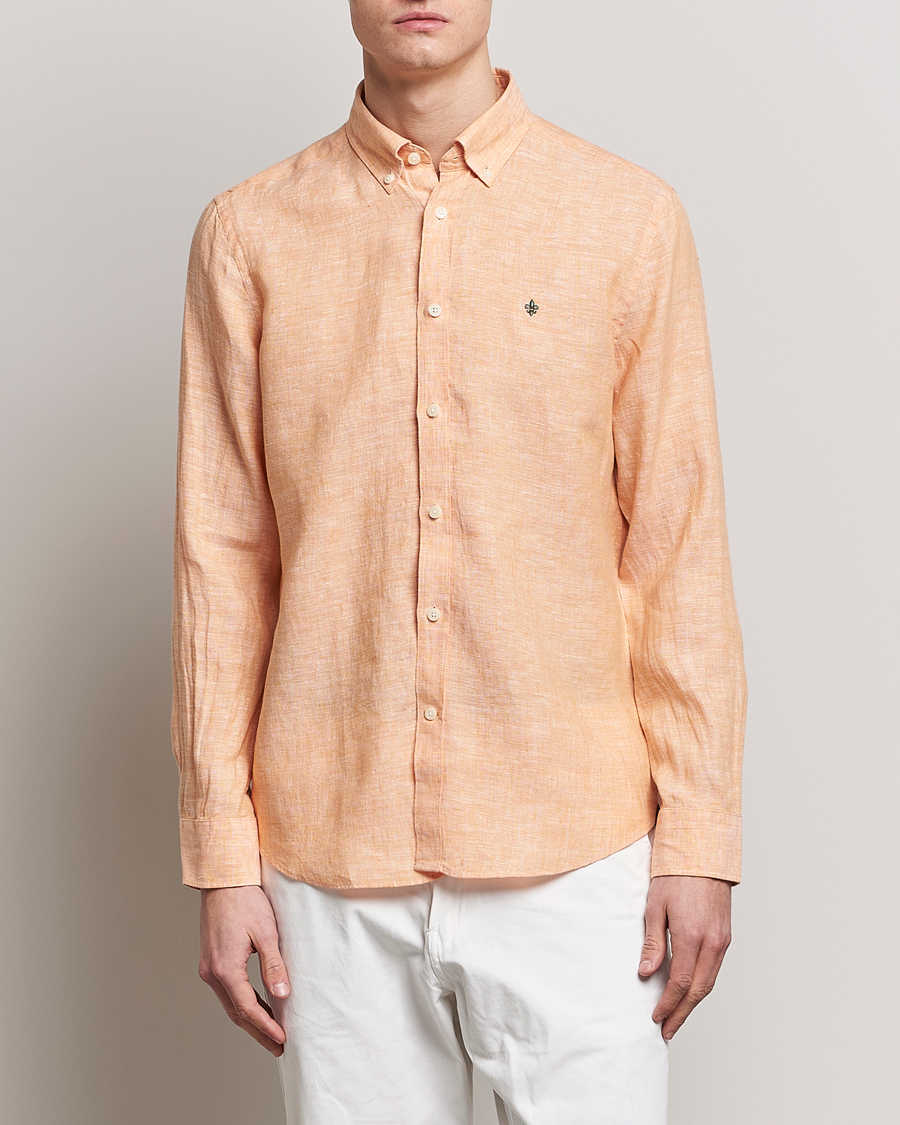 Herr | Kläder | Morris | Douglas Linen Button Down Shirt Orange
