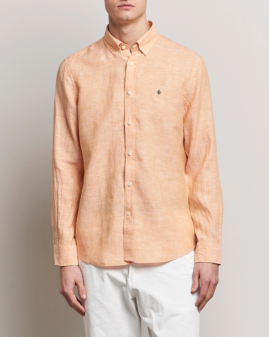 Herr | Skjortor | Morris | Douglas Linen Button Down Shirt Orange