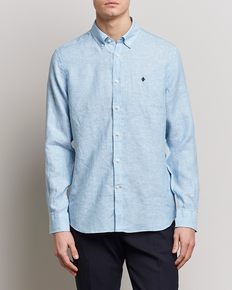 Herr | Avdelningar | Morris | Douglas Linen Button Down Shirt Light Blue