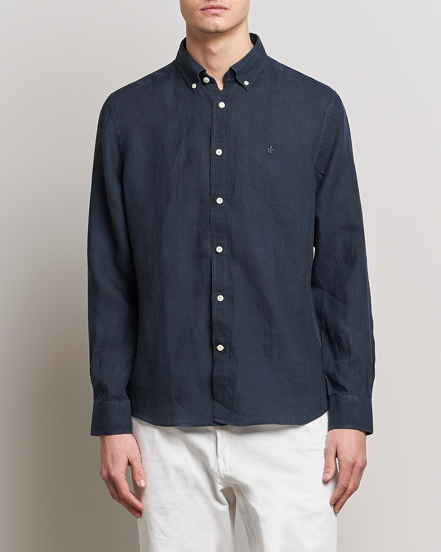 Herr | Skjortor | Morris | Douglas Linen Button Down Shirt Navy