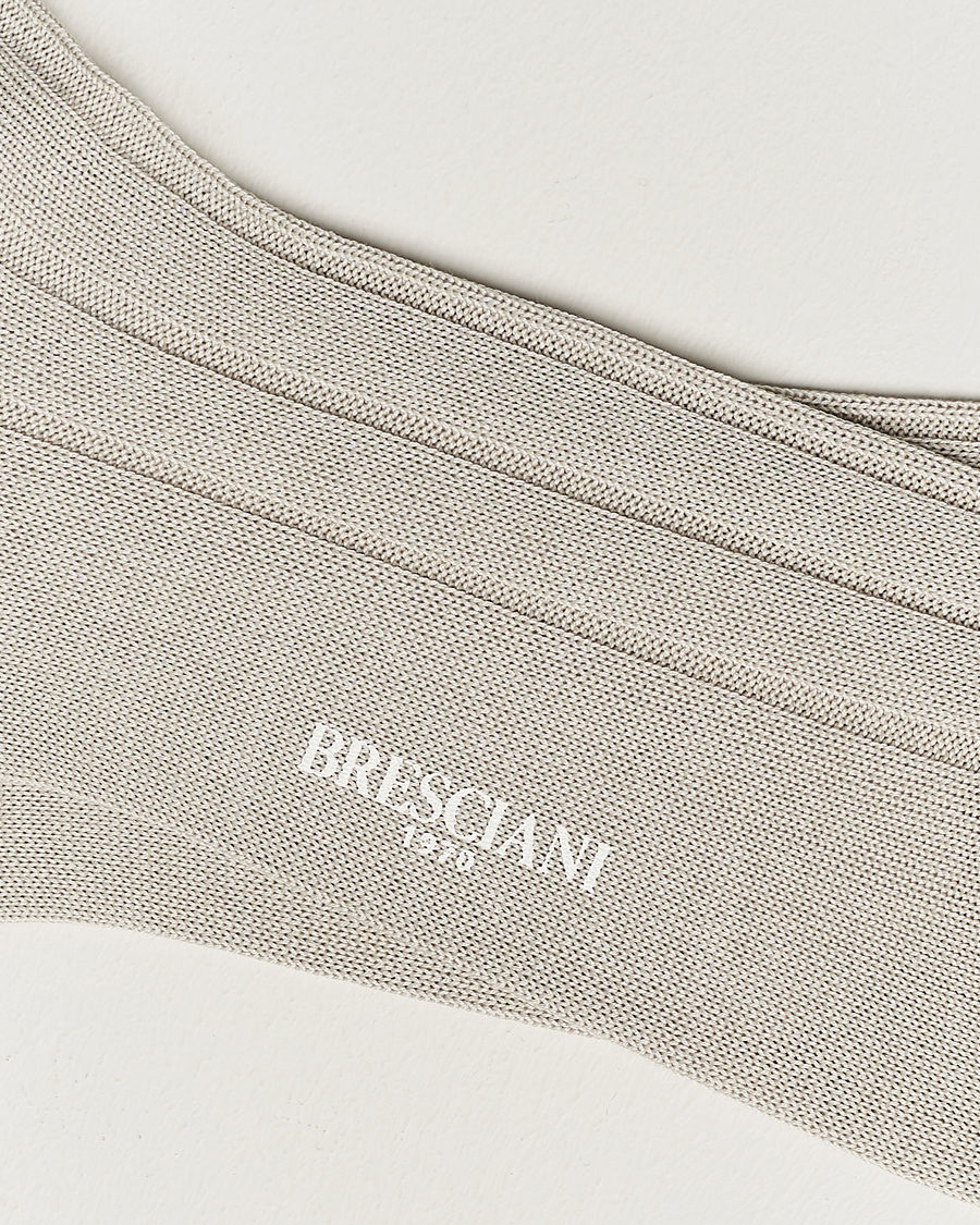 Herr | Formal Wear | Bresciani | Wide Ribbed Cotton Socks Off White