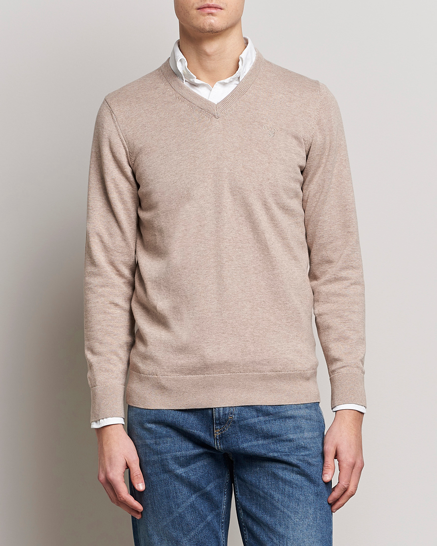 Herr | Pullover V-ringade | Barbour Lifestyle | Pima Cotton V-Neck Sand Marl