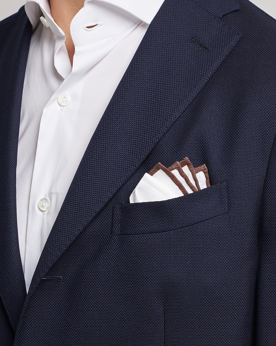 Herr |  |  | Amanda Christensen Linen Paspoal Pocket Square White/Brown