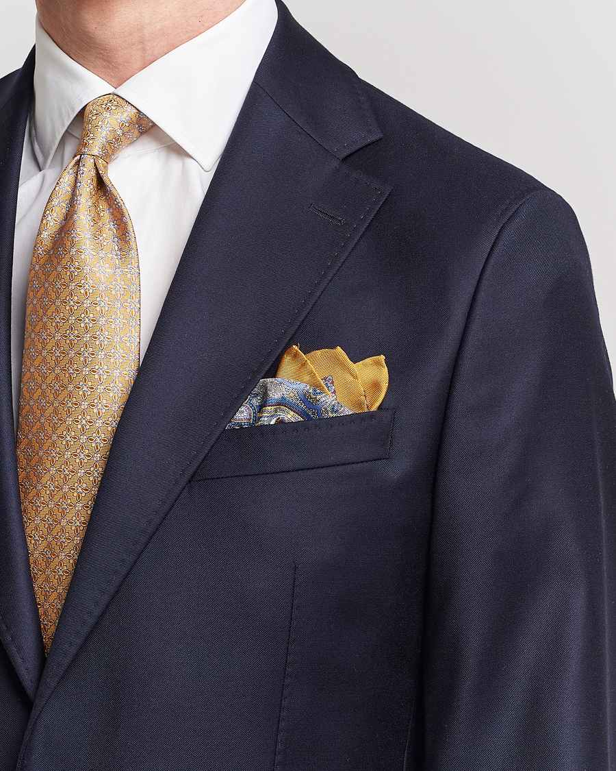 Herr | Accessoarer | Eton | Silk Paisley Print Pocket Square Yellow