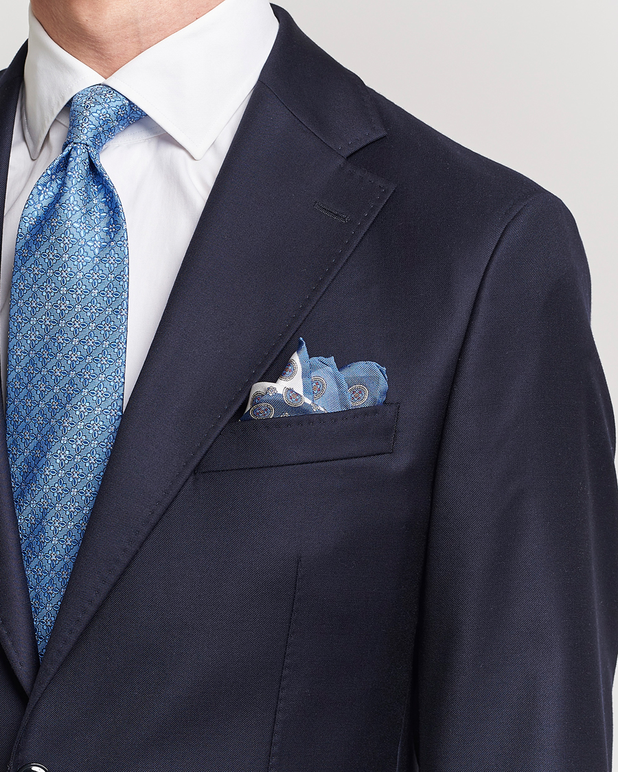 Herr | Accessoarer | Eton | Silk Four Faced Medallion Pocket Square Blue Multi