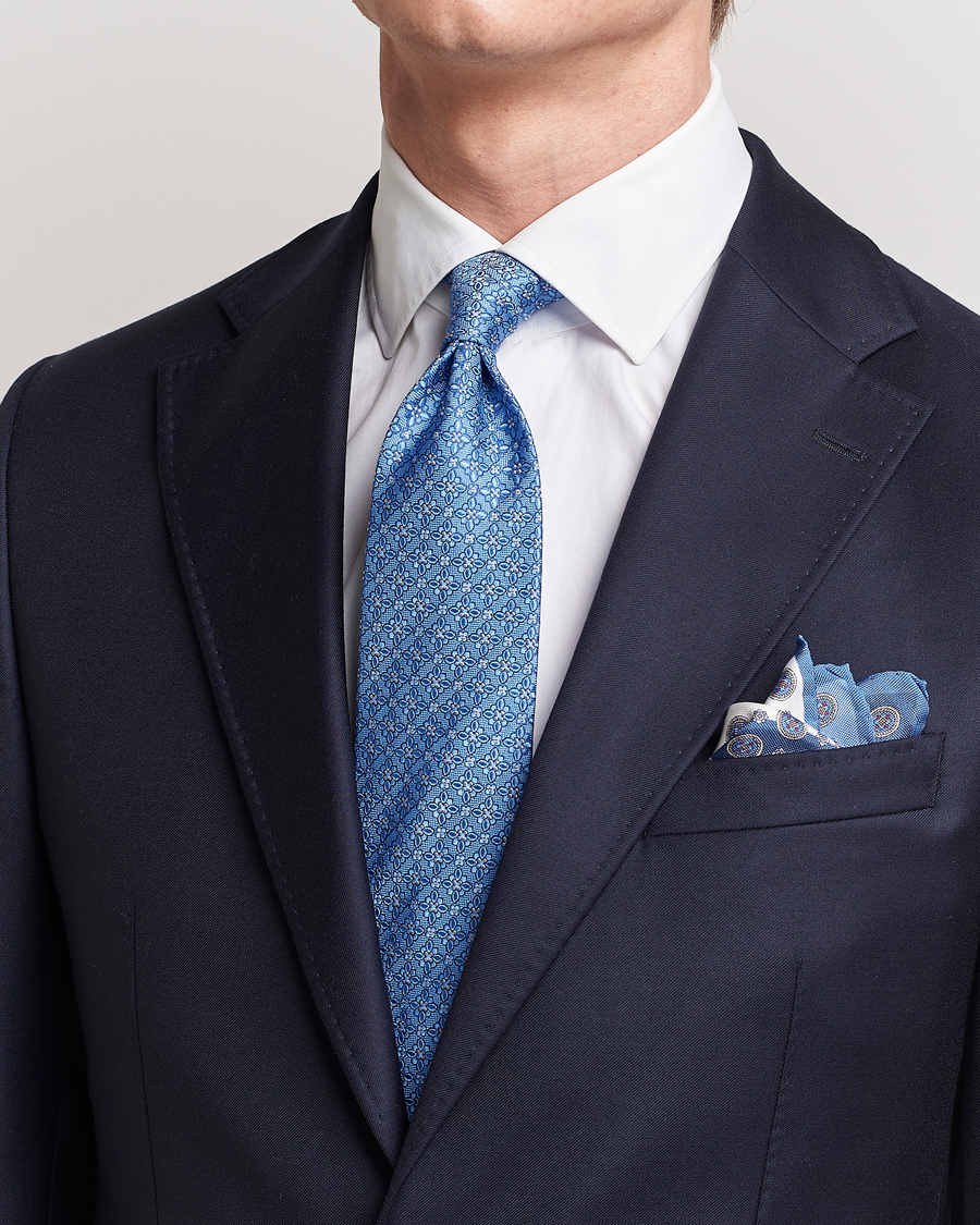 Herr | Business & Beyond - Formal | Eton | Silk Printed Flower Tie Blue