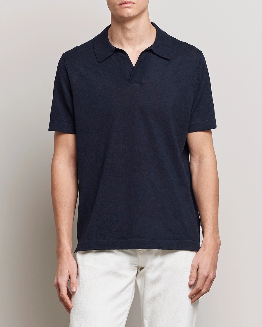 Herr | Tillfälligt säsongserbjudande | NN07 | Ryan Cotton/Linen Polo Navy Blue