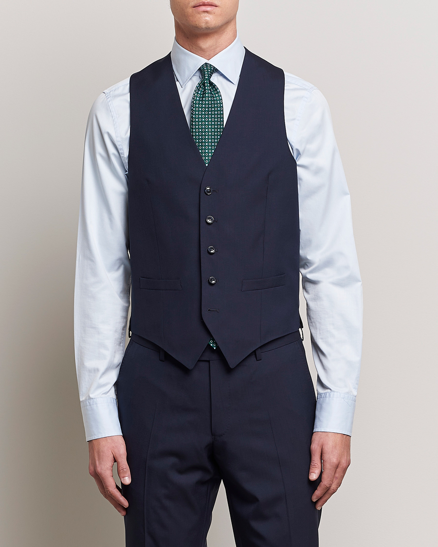 Herr | Kostymvästar | Oscar Jacobson | Carlo Wool Waistcoat Blue